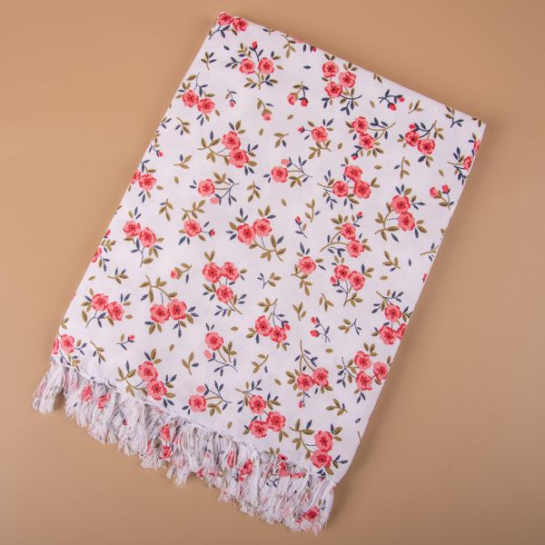 100% COTTON WHITE PRINTED TOWEL-PEACH