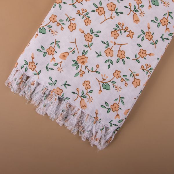 100% COTTON WHITE PRINTED TOWEL-GREEN